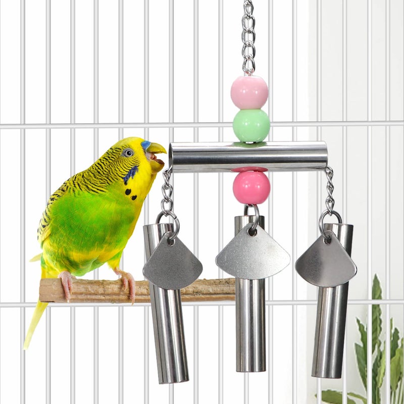 Litewoo Bird Stainless Steel Bell Toys, Safe and Stable Hanging Spoons Pipe Chew Bite Toyï¼ˆBï¼‰ - Image 4